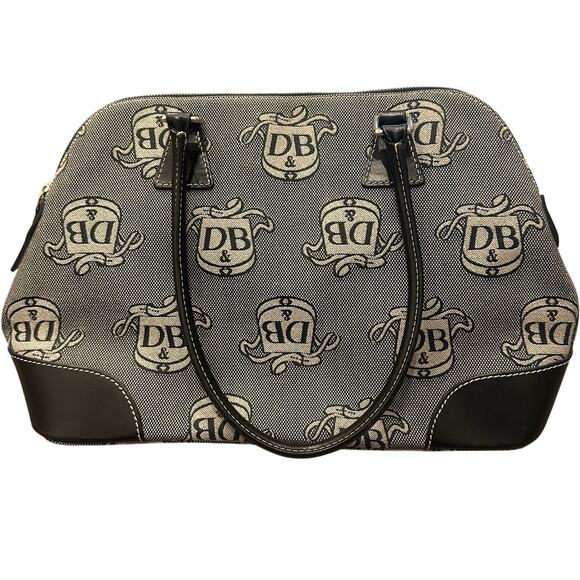 Dooney & Bourke VTG Black White Donegal Crest Signature Domed Satchel W/ Pouch - Picture 2 of 9